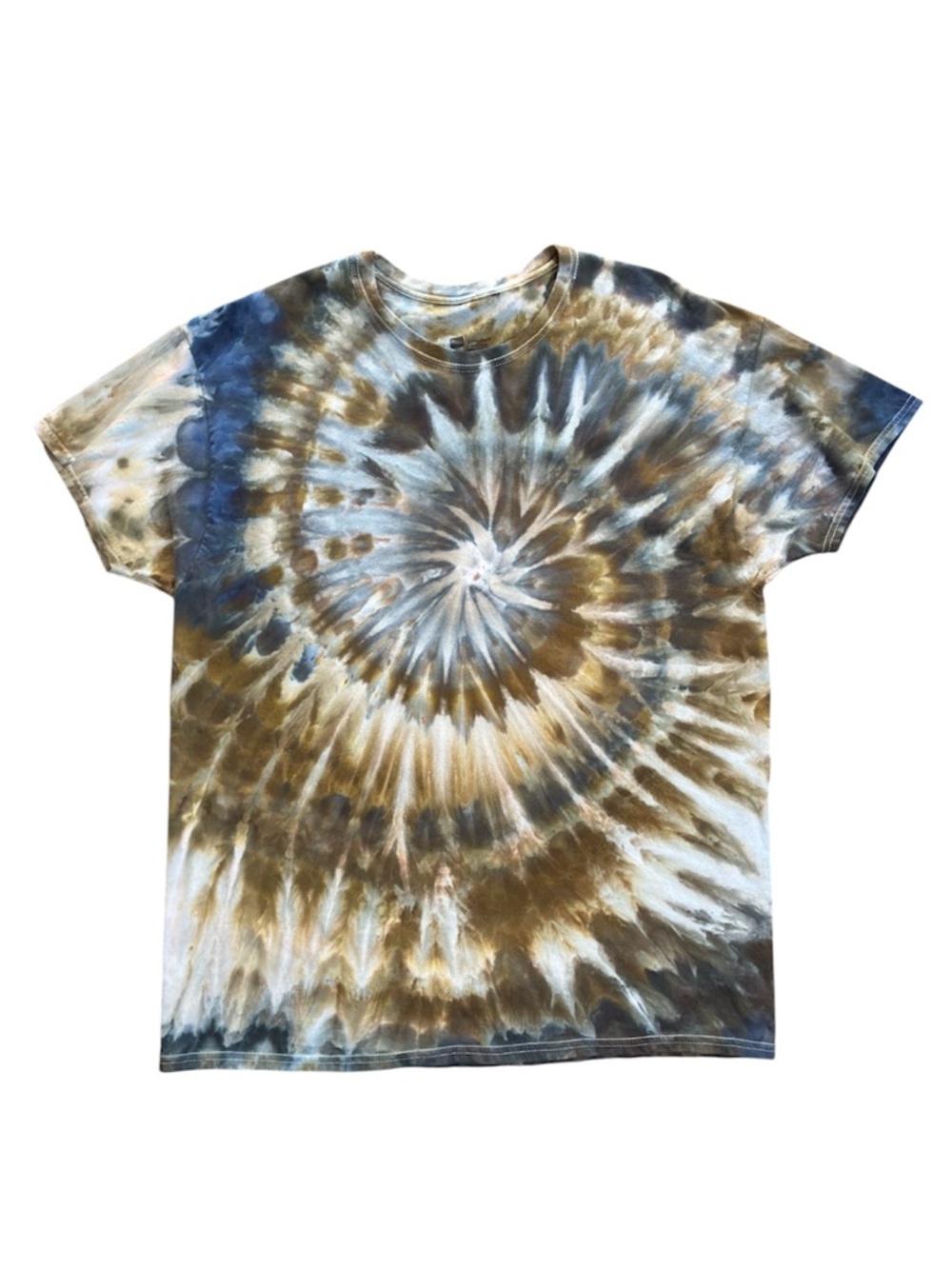 Hanes Tie-Dye Spiral Short Sleeve Tee in Blue and Brown
